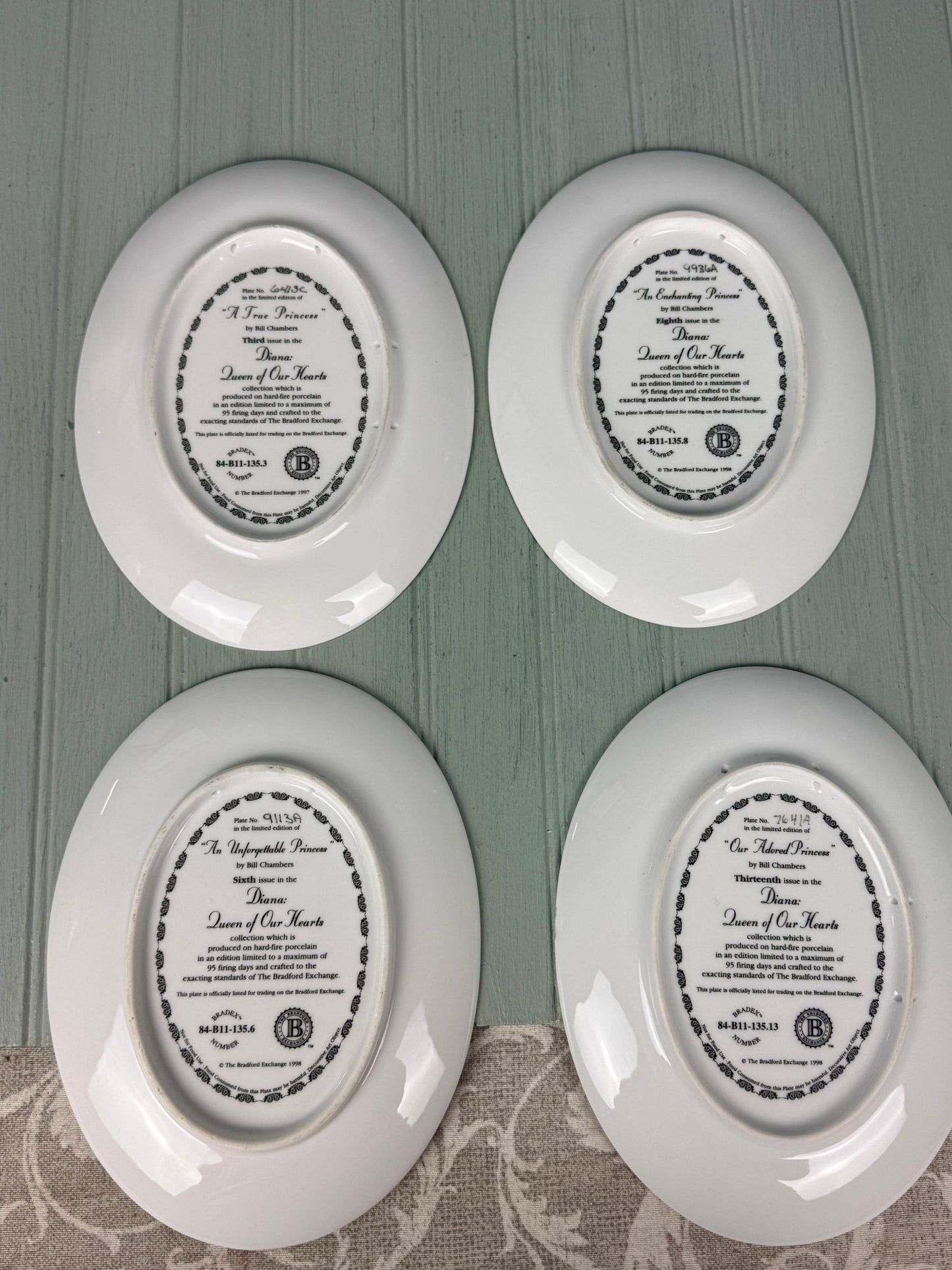 Set de 4 Platos de Colección "Lady Di", años 90.