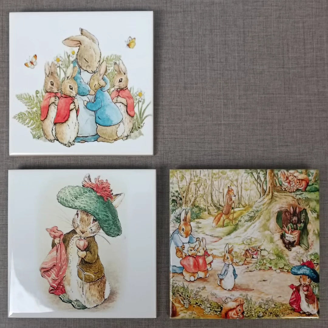 Decoración de Pared, Set de Azulejos "Peter Rabbit"