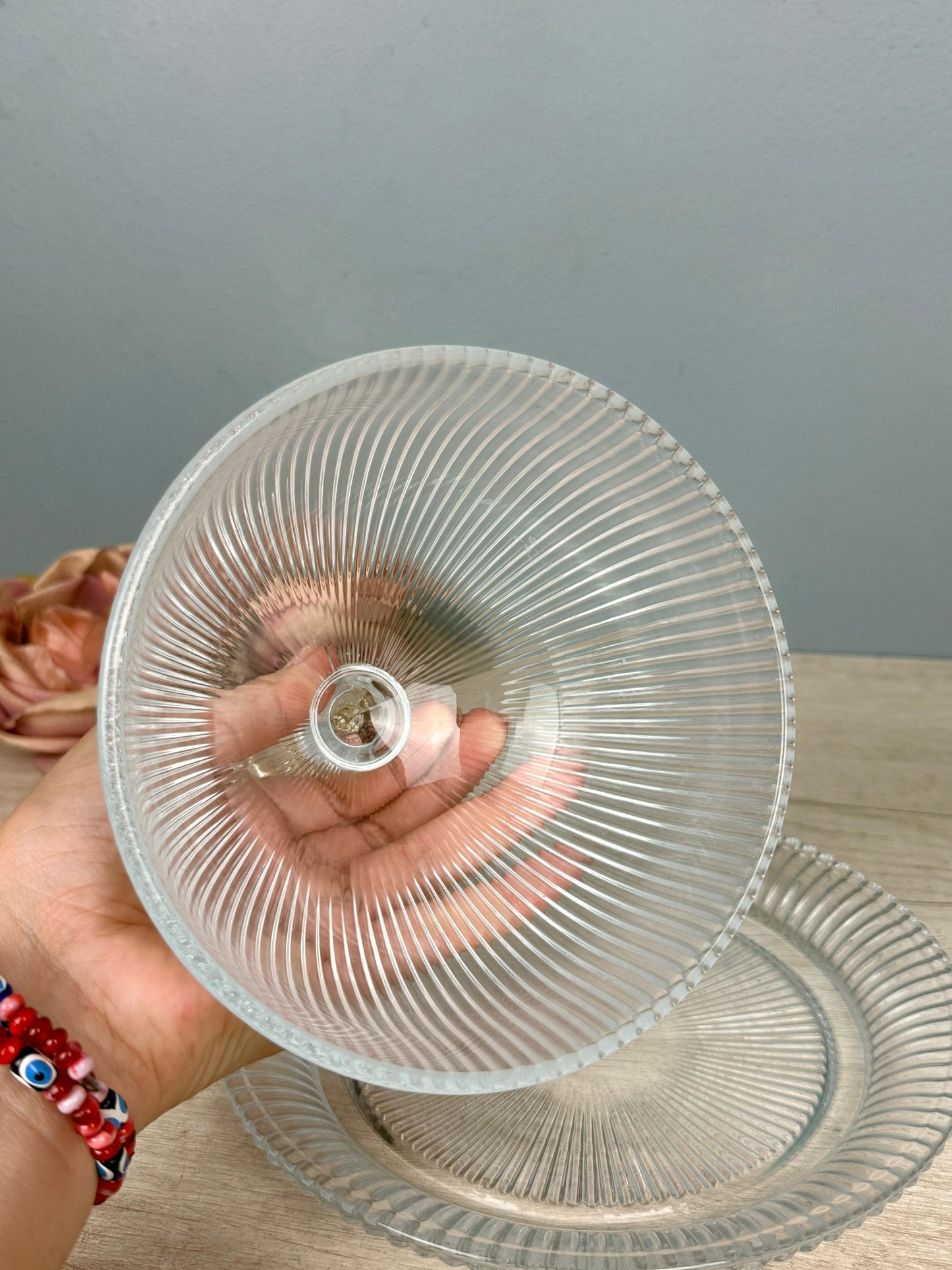 Quesera de Estilo "Ribbed glass", Retro