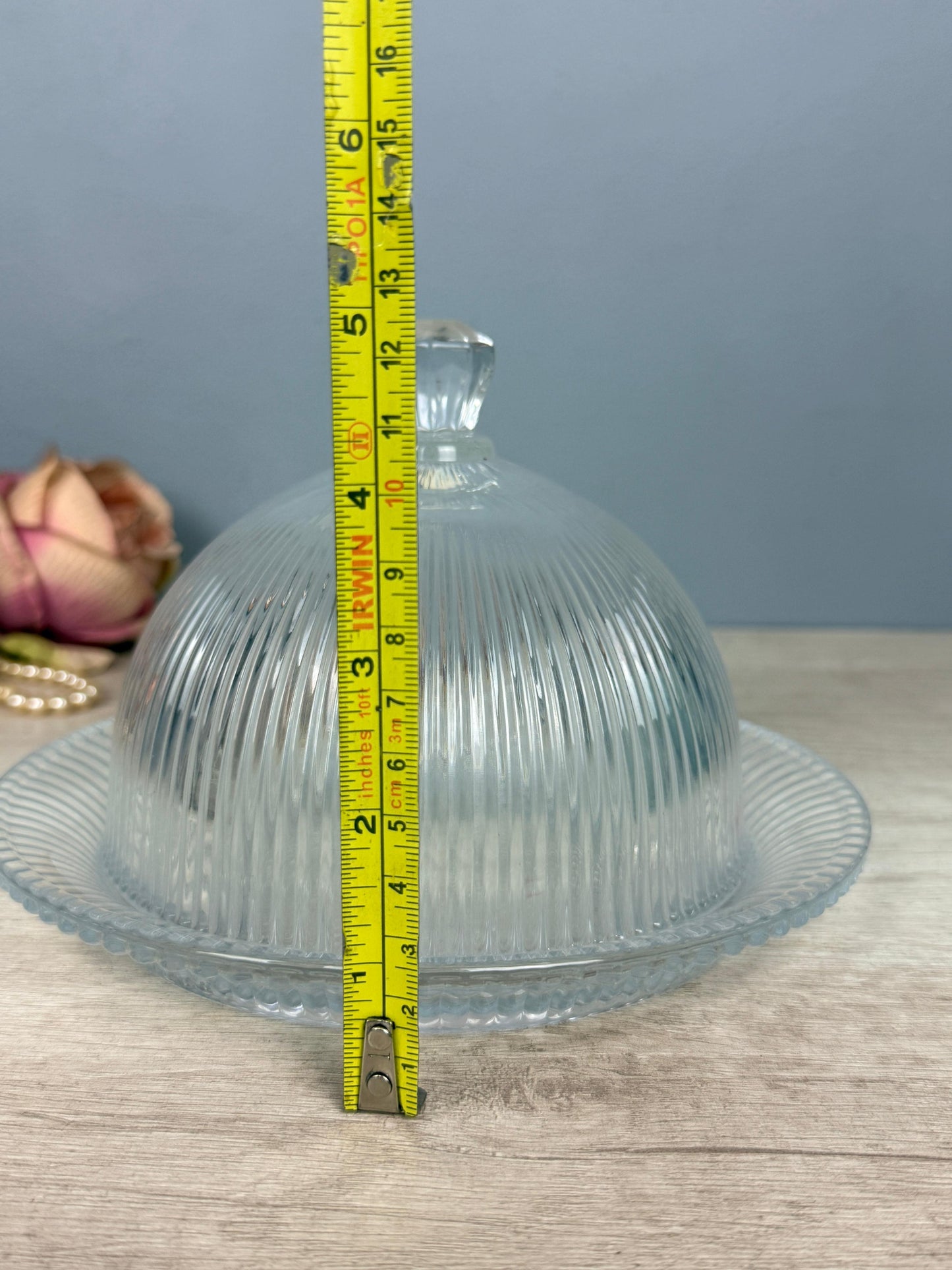 Quesera de Estilo "Ribbed glass", Retro