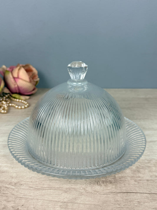 Quesera de Estilo "Ribbed glass", Retro